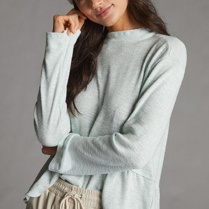 Anthropologie Pilcro Mock Neck Peplum Long Sleeve Top Medium